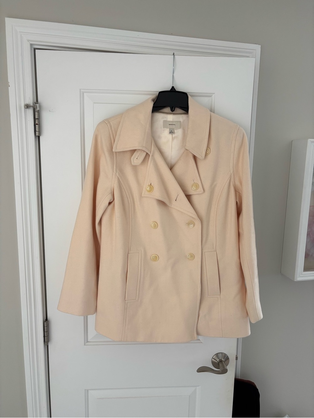 Merona Women's Cream Double-Breasted Peacoat- SizeXL